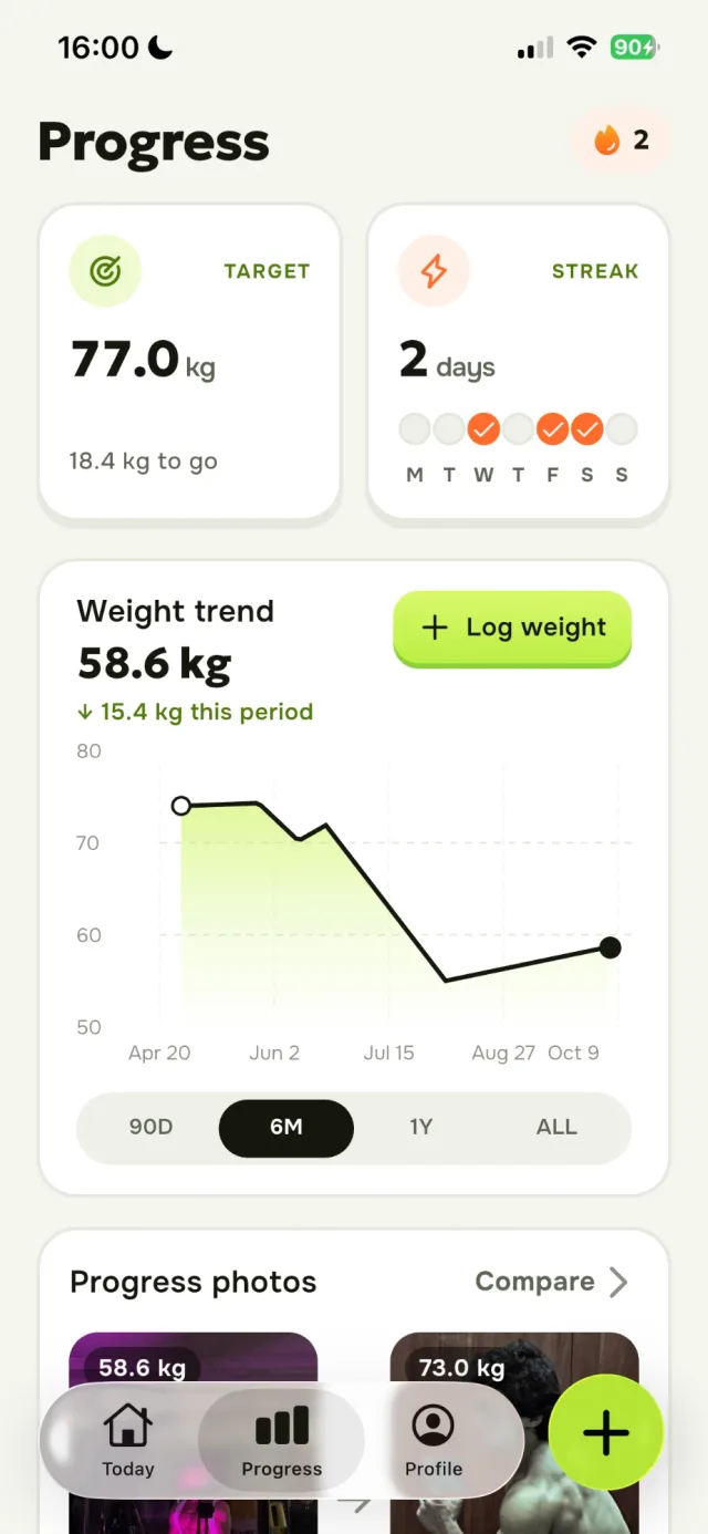 NokPal: weight chart and streak