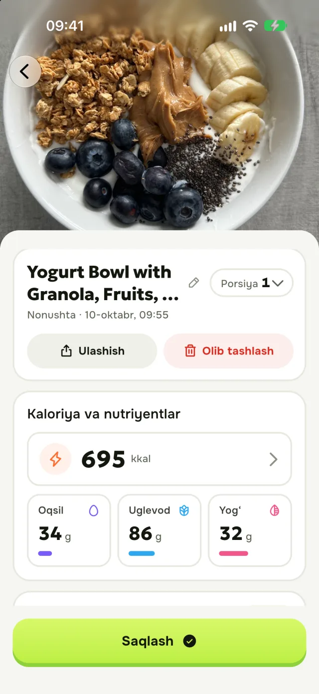 NokPal: ovqat surati, kaloriya va makrolar